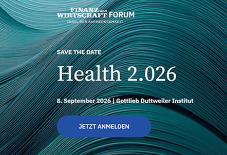 Screenshot der Veranstalter-Website zur Konferenz Health 2.026 mit geschwungenem Wellenmotiv unterlegt